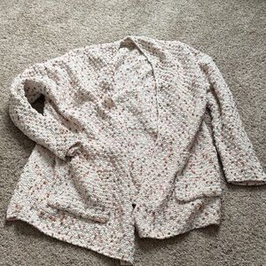moon & madison Speckled Knit Cardigan - Cream and Pink